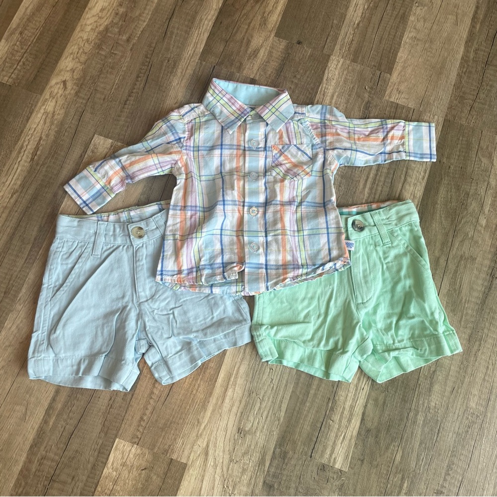 Rugged Butts baby boy Mint and Light Blue Short set lot